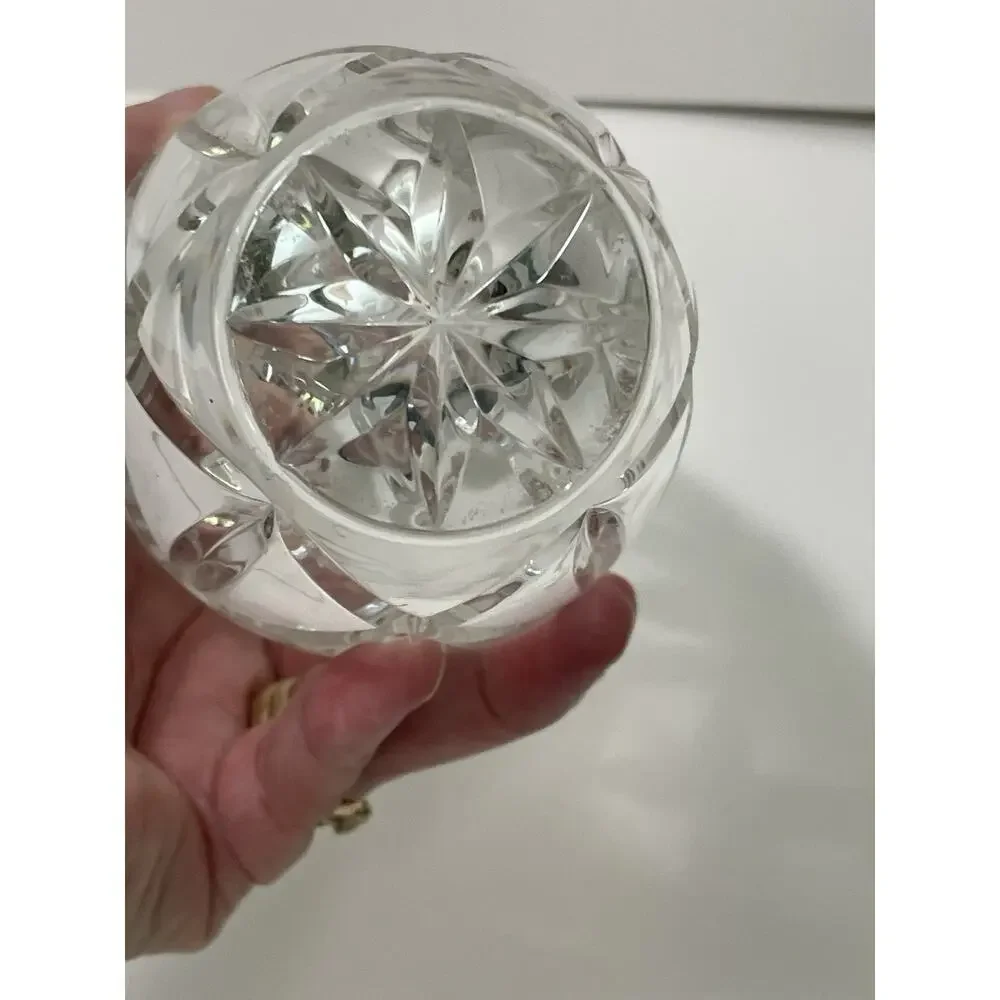 Vintage Hand Cut Lead Crystal Vase 24% PbO Diamond Fan Criss Cross Pattern